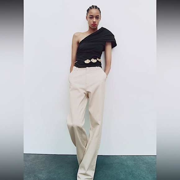 Zara | Tops | Zara Asymmetric Draped Top | Poshmark